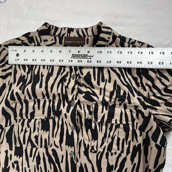 Dana Buchman Womens Animal Print Short-Sleeve Button-Front Shirt Dress Size 12 - Picture 4 of 7